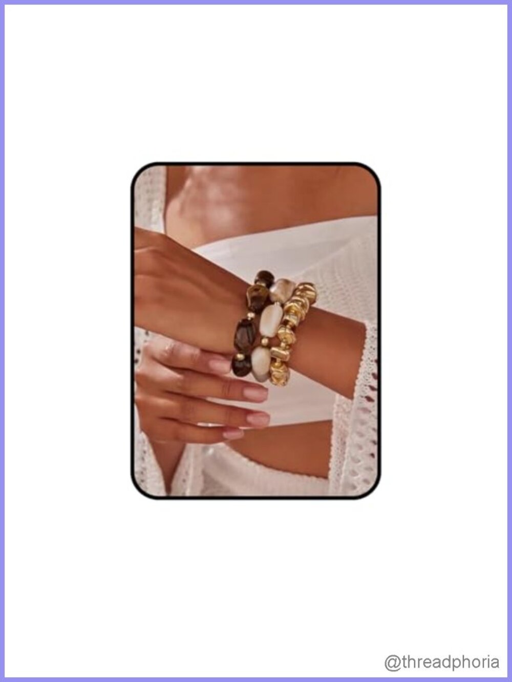 3Pc Stretch Bracelet Stack, Boho Western Vintage Chunky Gold, Tarnish Free